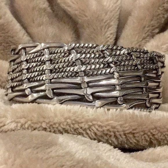VINTAGE Sterling Silver Modern Cuff Bracelet - Picture 7 of 14